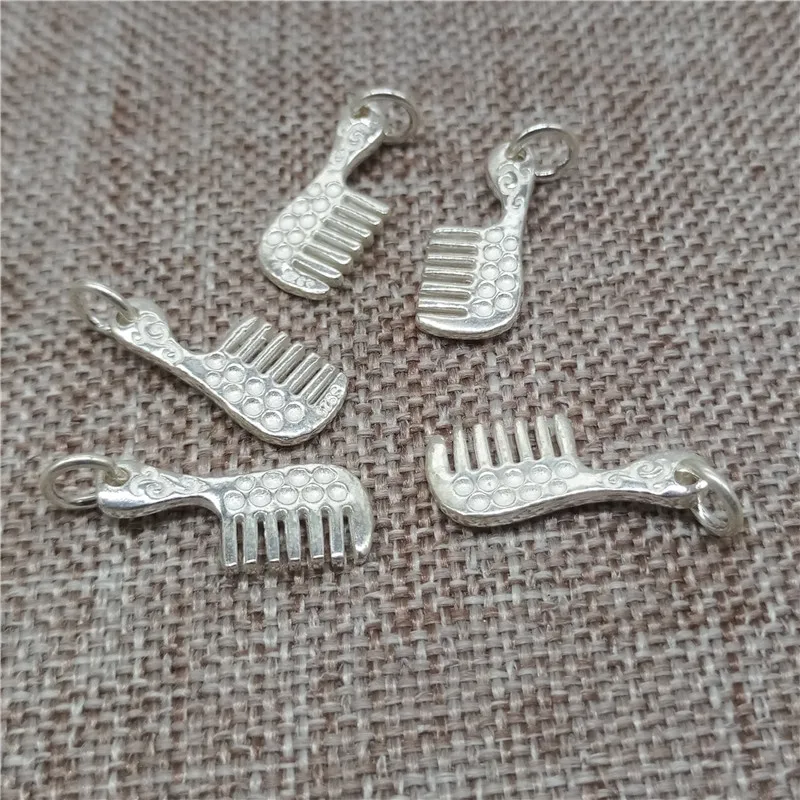 4 Pieces of 925 Sterling Silver Hair Comb Charms Pendants for Bracelet Necklace