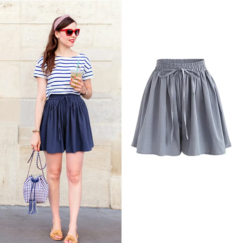 Summer Wide Leg Shorts Women Casual short Loose High waist Female Short pants M-6XL