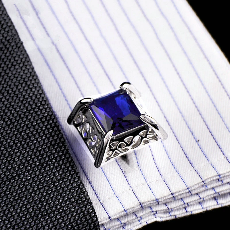 Jewelry Fashion shirt cufflink for mens blue cuff button cuff link High Quality Wedding male abotoaduras Free Shipping