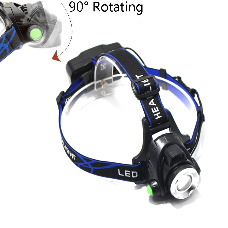 LED ไฟหน้า 8000 Lumens XML T6 XM-L2 ไฟหน้าโคมไฟ 4 โหมดกันน้ำไฟฉายไฟฉาย 18650 แบตเตอรี่ชาร์จใหม่ล่าสุด