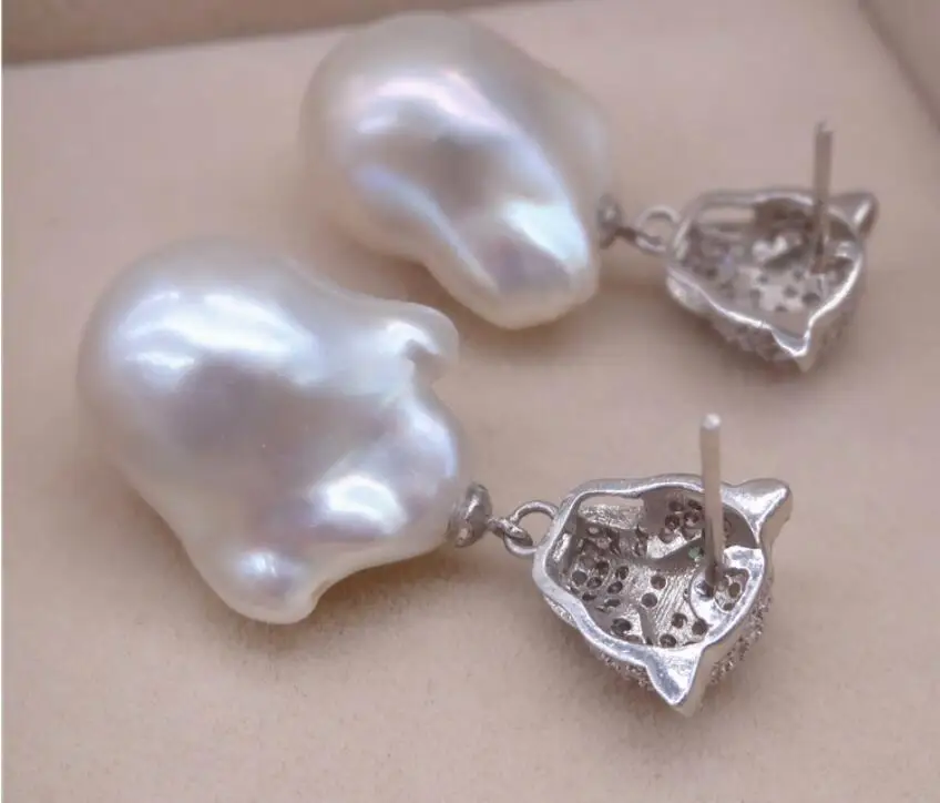 Free Shipping Leopard SOUTH SEA NATURAL multicolor baroque PEARL earring