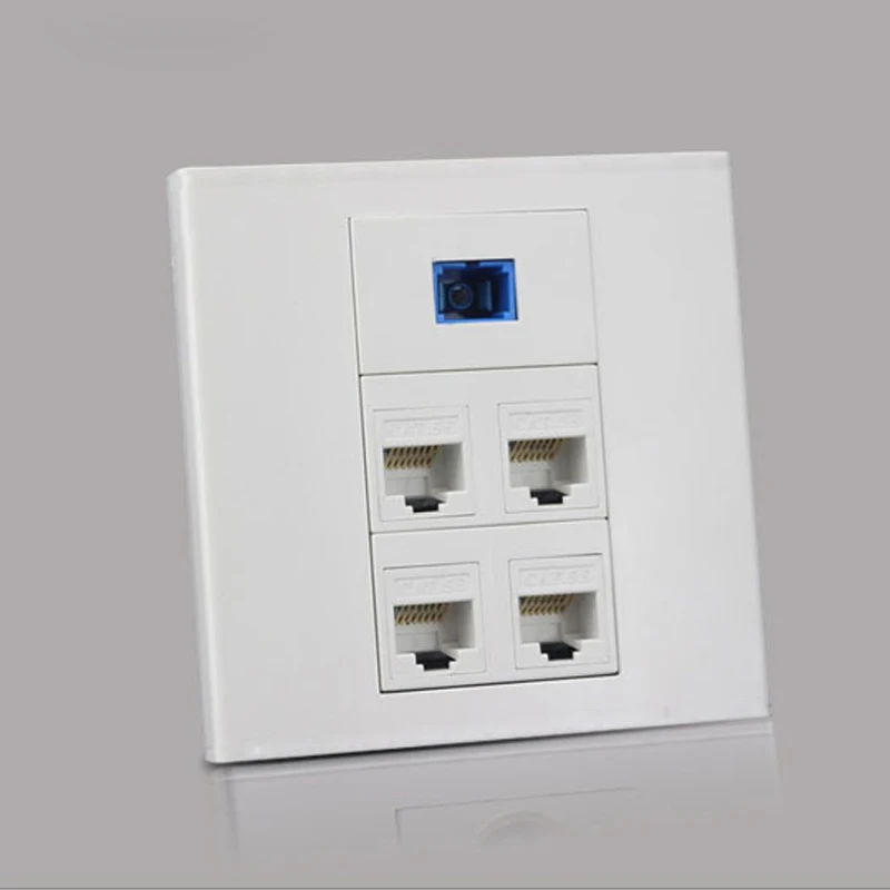 Fiber Optic SC UPC APC SC-SC Module Socket With Dual CAT5E RJ45 Ethernet Module Wall Panel White Color