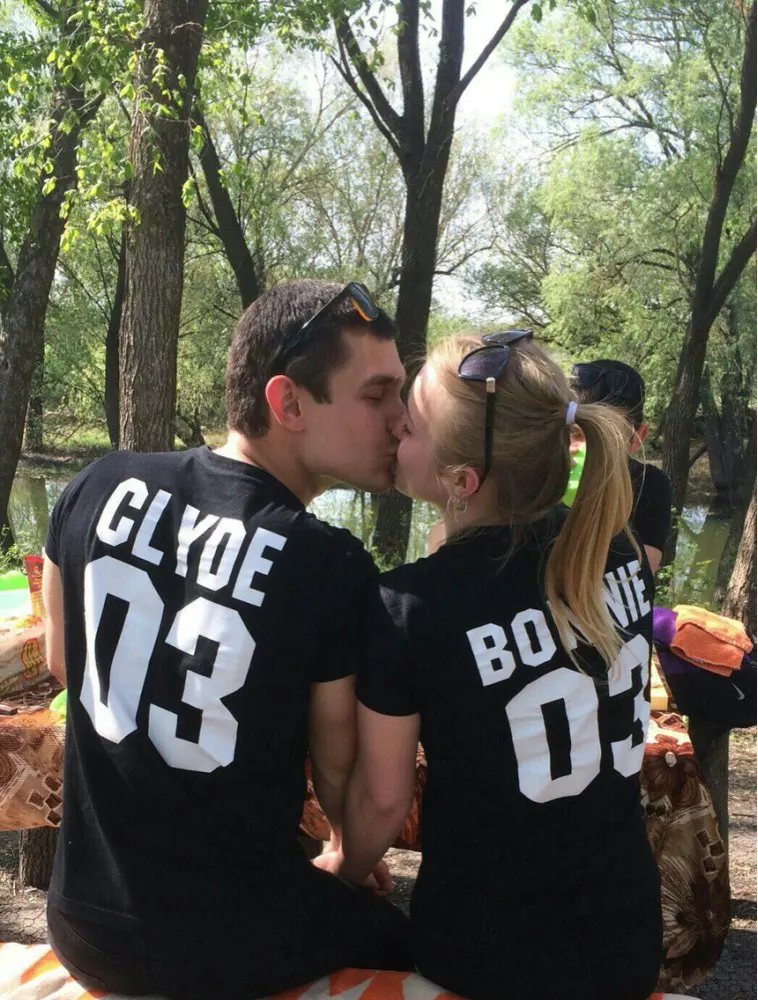 Valentine Shirts Women/Men Bonnie Bonnie 03 CLYDE 03 couples leisure cotton short sleeve T-shirt euro size O neck t-shirts 2024