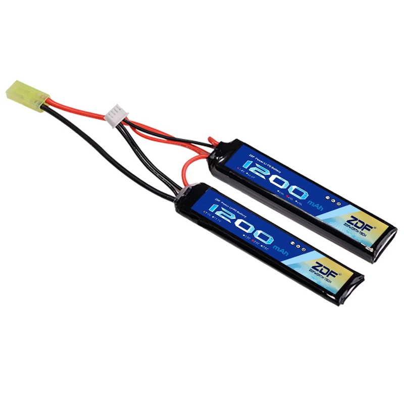 ZDF Lipo 2S 3S Battery 7.4V 11.1V 1200mAh 25C W Mini Tamiya MAX 60 Airsoft Gun Model For Air Pistol Remote Control Toys BB Gun