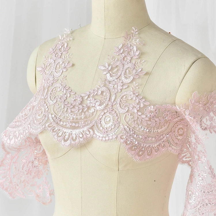 3 Yards/Lot 14 Farben Auto Knochen Stickerei Stoff Pailletten Spitze Trim Für Handgemachte DIY Kleidung Hochzeit Kleid Schleier 24CM Zubehör – Detail 15