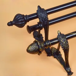 curtain rod bracket Black gold Pure Black Rods 28mm/28mm Double Single holder carve Roman Alloy roman double curtain rod holder