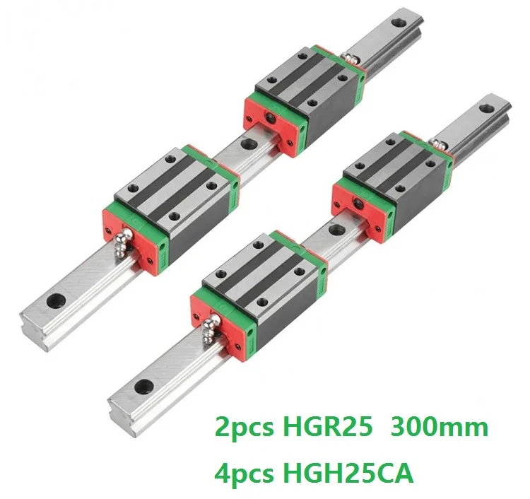 

China Made 2pcs Linear Guide Rail HGR25 -L 300MM + 4pcs HGH25CA Or HGW25CC Linear Sliding Block Carriage CNC Router Parts