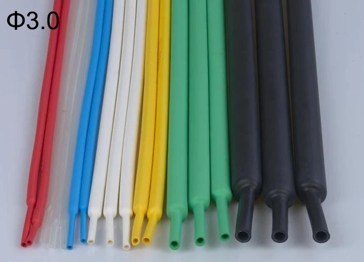 1M 3mm Dia Red Black Gray White Blue Soft Flexible Cable Sleeve Insulation Heat Silicone Rubber Shrinkable Tubing Shrink Tube