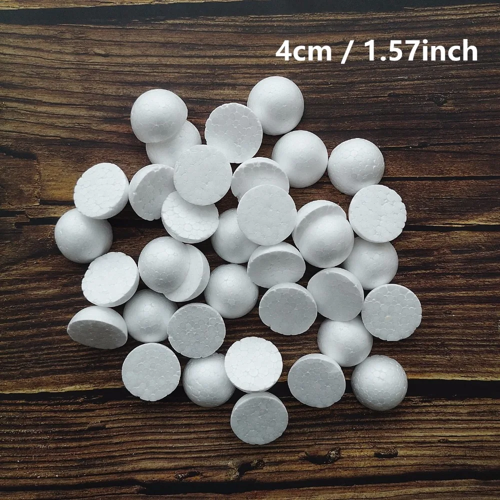 

4cm 200pcs Half Round Solid Polystyrene Styrofoam Foam Balls for Christmas DIY Decoration Handmade Accessories 40mm / 1.57 inch