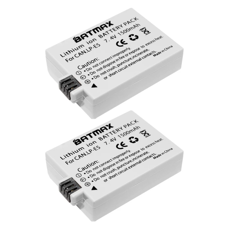 2Pcs 1500mAh LP-E5 LP E5 LPE5 Camera Battery+Dual USB Charger for Canon EOS 450D 500D 1000D KISS X2 X3 F Rebel XS XSi T1i