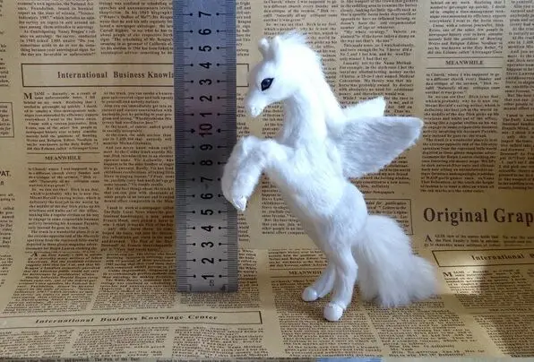 

simulation unicorn with wings about 11x15cm hard model polyethylene&furs white unicorn prop home decoration gift s2266