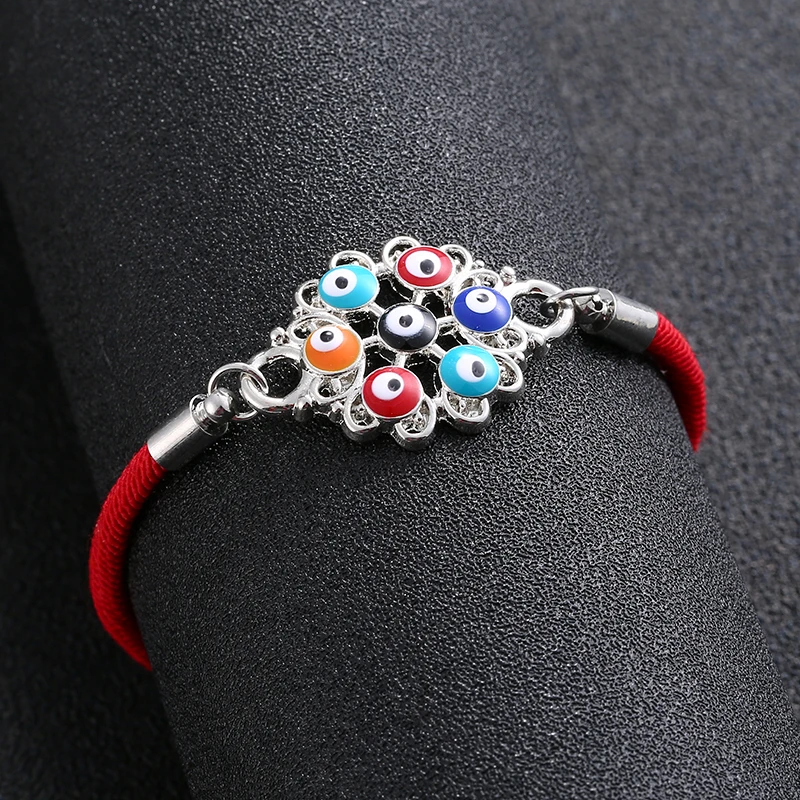 Exquisite Lucky Turkish Blue Evil Eye Charm Bracelet Silver Color Thin Red Rope Thread String Bracelets For Couples Lovers