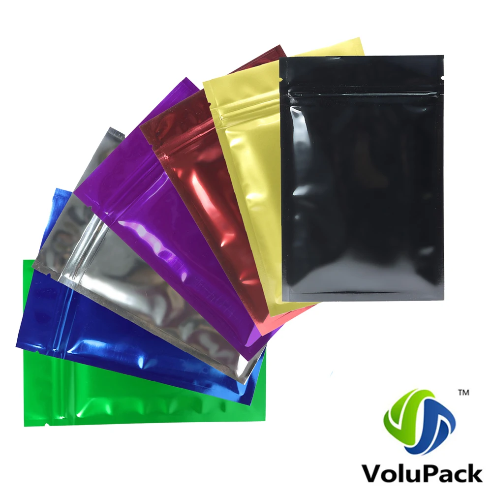 6x9cm(2.25x3.5in) 7 Colors Glossy Heat Seal Aluminum Foil Mylar Mini Ziplock Bags Flat Small Zip Lock Bag For Herb Jewel Packing