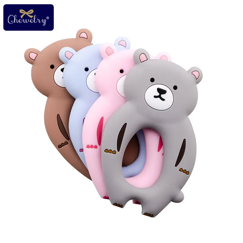 

Silicone Teether Bear Baby Teething Toy Silicone Rodent BPA Free Pendant Nursing Necklace Beads Toddler Toys Chew Animal Teether