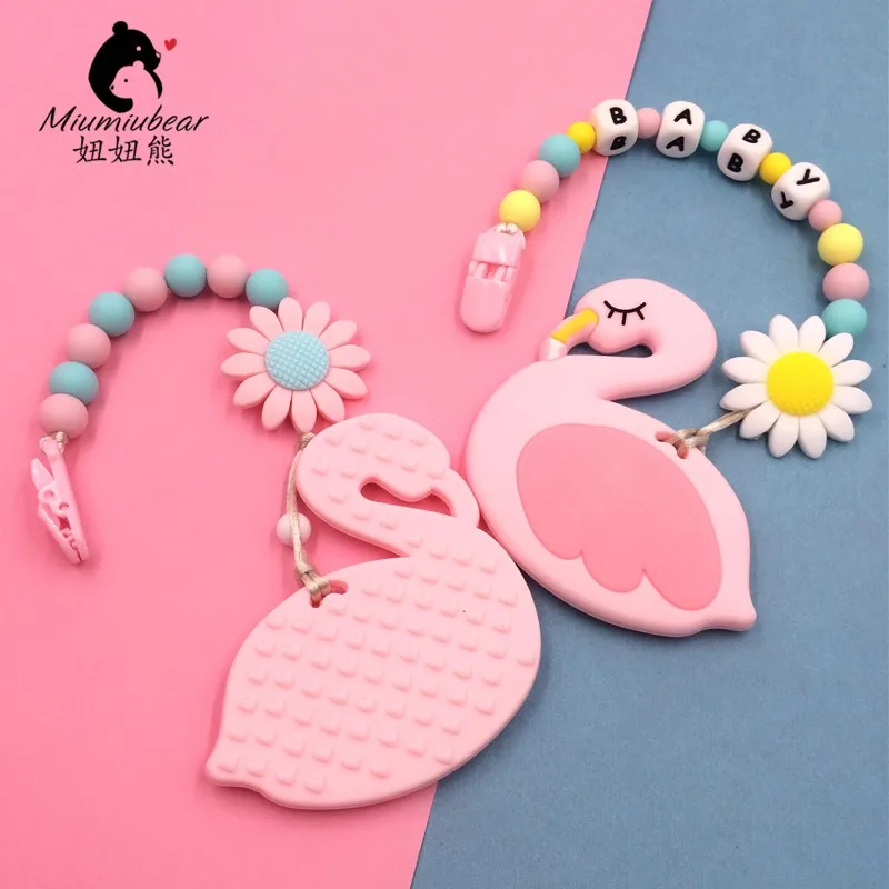 Swan Baby Teether Flamingo Charms Nursing Accessories Silicone Teether Baby Shower Gift Bite Toys Food-grade BPA Free