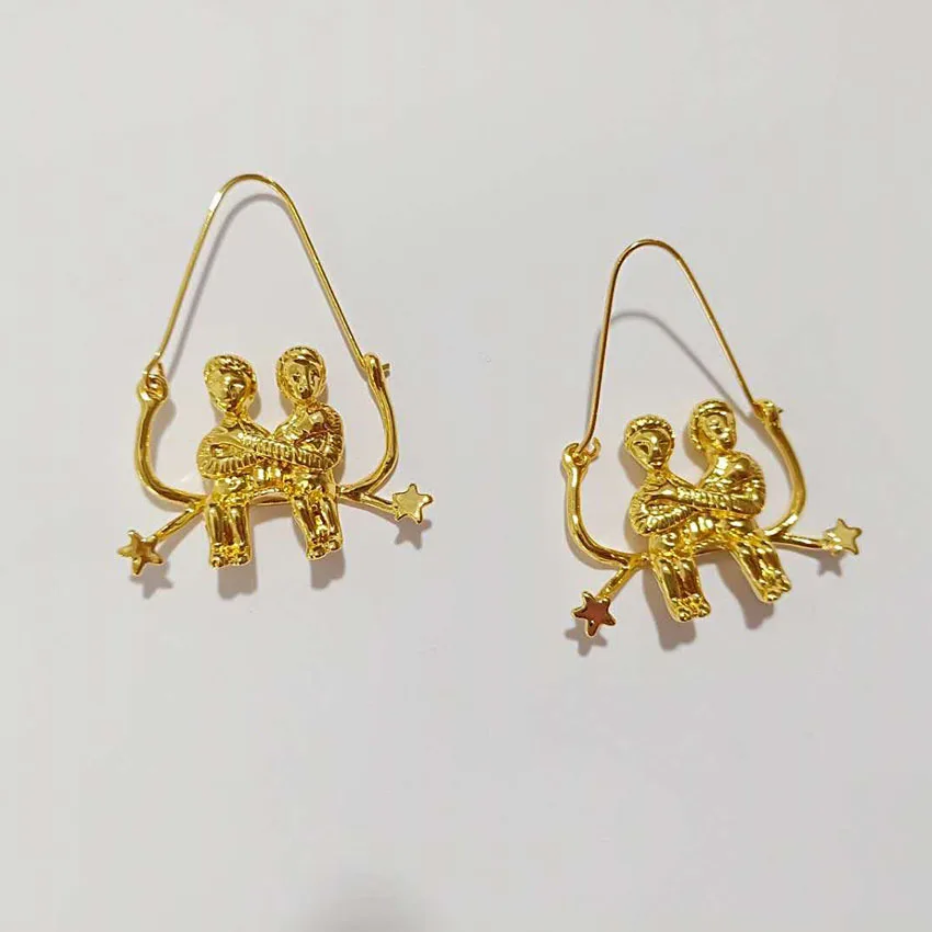 Rongho Anting-Anting Menjuntai Konstelasi Logam Antik Desain Baru untuk Wanita Anting-Anting Emas Perhiasan Hewan