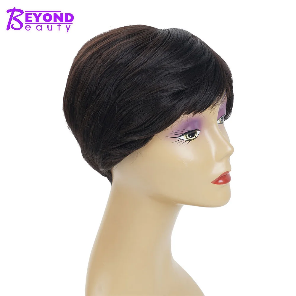 6inch Straight Synthetic Black Wig Cut Short Pixie Cut For Women High Temperature Fiber Wig Fashion Ladies Wigs For Sale