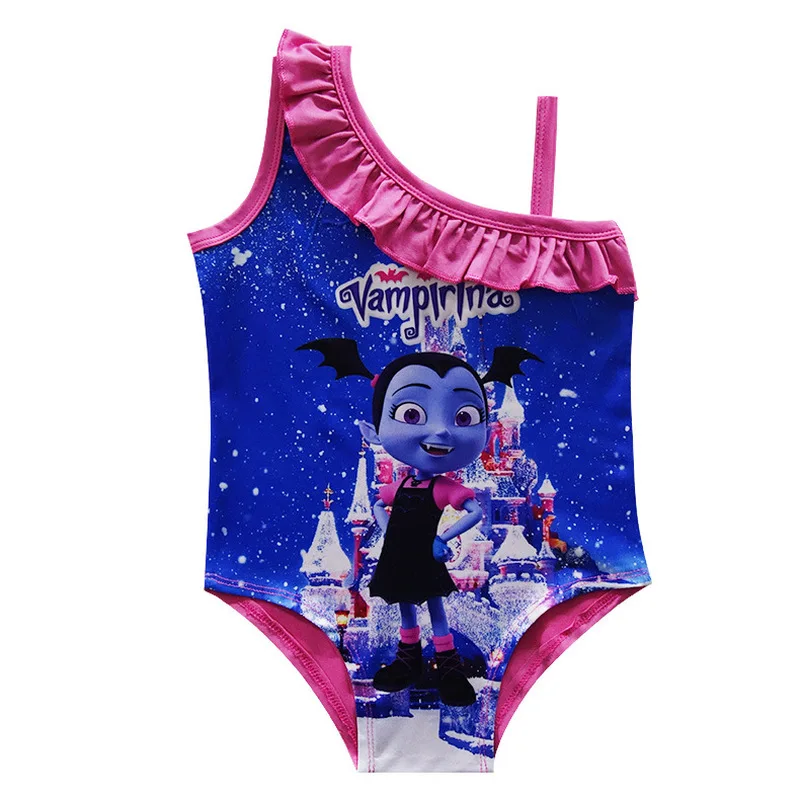 2018 nowy szlafrok fille Vampirina dziewczyny sukienka vaiana Bikini one piece Swim Bow wear dzieci mops dzieci trolle sukienka stroje kąpielowe