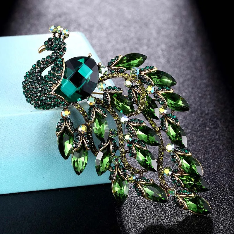 zlxgirl Big size Rhinestone Peacock Brooch jewelry of wedding bridal bijoux Women\'s Pin Brooch fashion scarf pins hats accessory