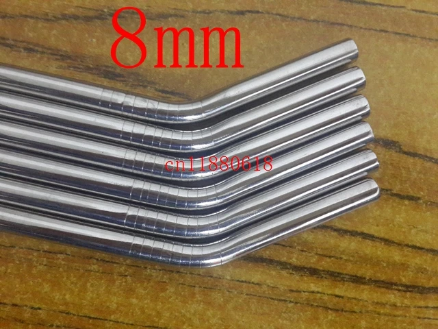 200pcs/lot DHL Free Shipping 8mmx215mm Stainless Steel Bend Straw Metal Drinking Straws 8.5