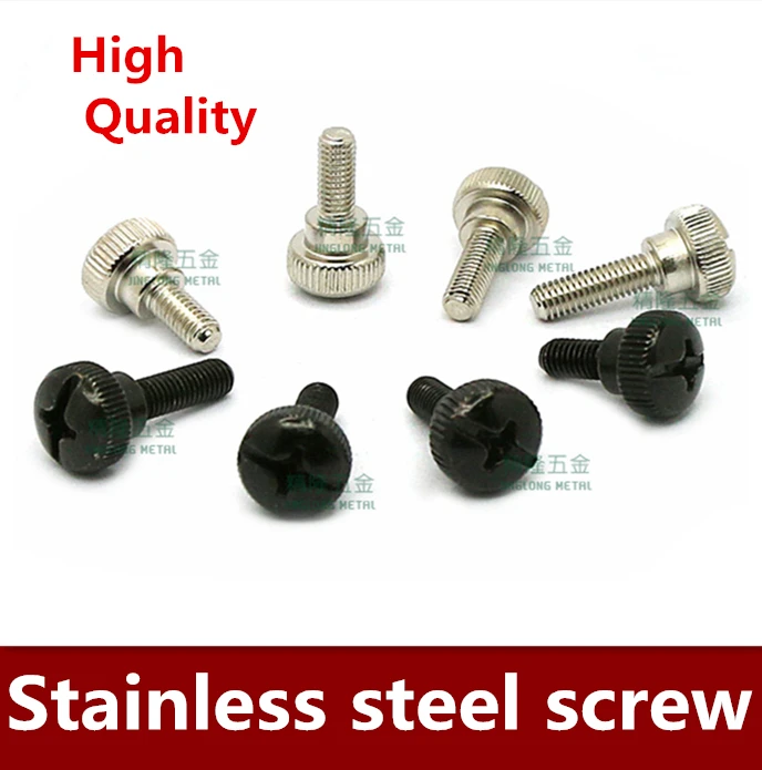 

50PCS/LOT M5*14 Stainless steel hand screwing screws free tool manual steps adjusting screw fastening nickel / Black