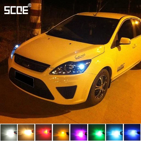 SCOE 2 Pieces 6SMD LED Nichia Chips Front Parking Light Bulb Source For Ford Focus 3 Car Styling 8 Clors For Choice