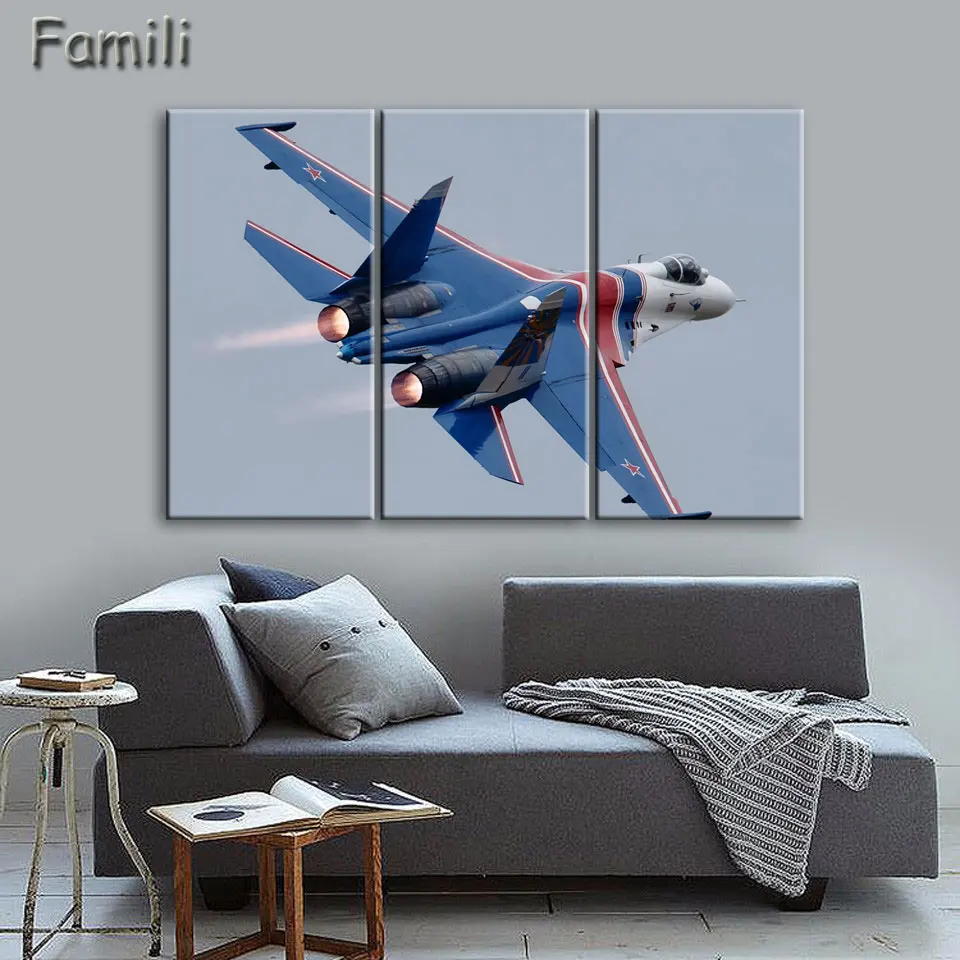 

3Pieces/set Canvas Art Paintings HD Printed Fighter Aircraft Wall Art Picture Poster Prints Home Decor Wallpaper Modular Picture