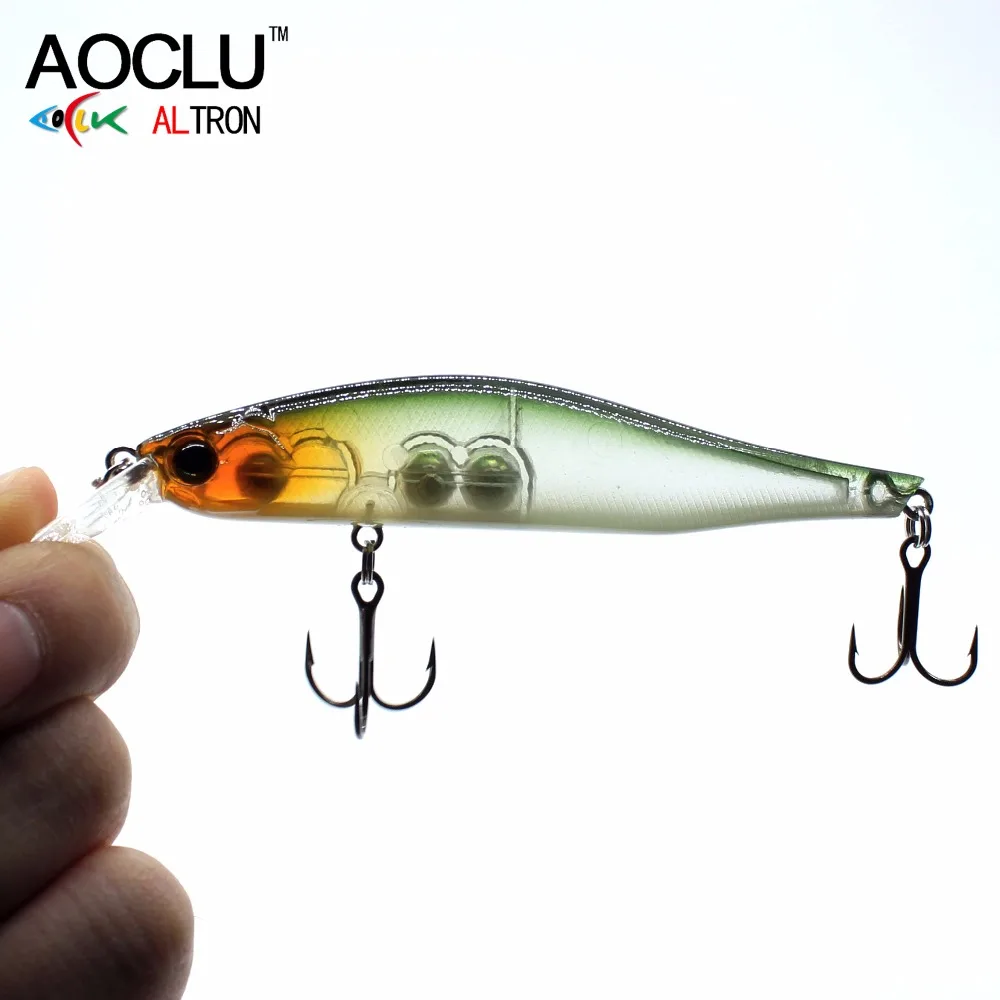 AOCLU-Sinking Wobbler Hard Bait, Minnow Crank, Dive Depth 1.2m Fishing Lure, Long Cast VMC Hook, Trout Killer Quality, 95mm, 13g