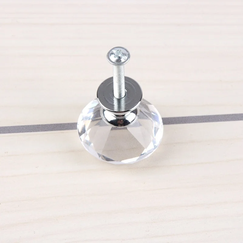 1pack/ 10Pcs 30mm Diamond Shape Crystal Glass Knob Cupboard Drawer Pull Handle New