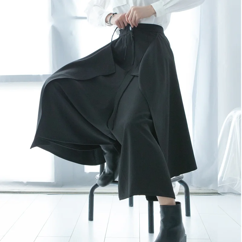 

Asymmetric irregular Business office Palazzo culotttes femme wide leg pants women female loose baggy ladies elegant pants DD632