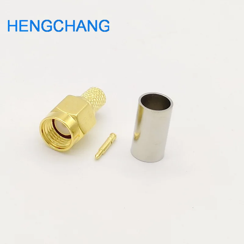 Conector sma 50-3 sma plugue macho rf conector coaxial crimpagem para rg58 lmr195 RG-400 RG-142 cabo rf sma conector 100 pçs/lote