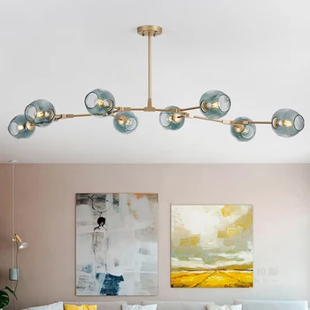 Vintage Loft โคมไฟติดเพดานสีดำทอง Hanglamp บันไดห้องรับประทานอาหารแก้วโคมไฟ Suspendu โคมไฟนอร์ดิก