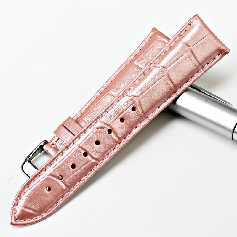 MAIKES Special Beautiful Pink Watch Band/Bracelet Genuine Cow Leather Women 14 16 18 20 22 mm Strap