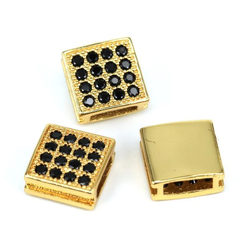 Luxury Brass Inlaid Cubic Zircon Square Beads Jewelry Charms Accessories Spacer Beads For DIY Bracelet Necklace Jewelry Making