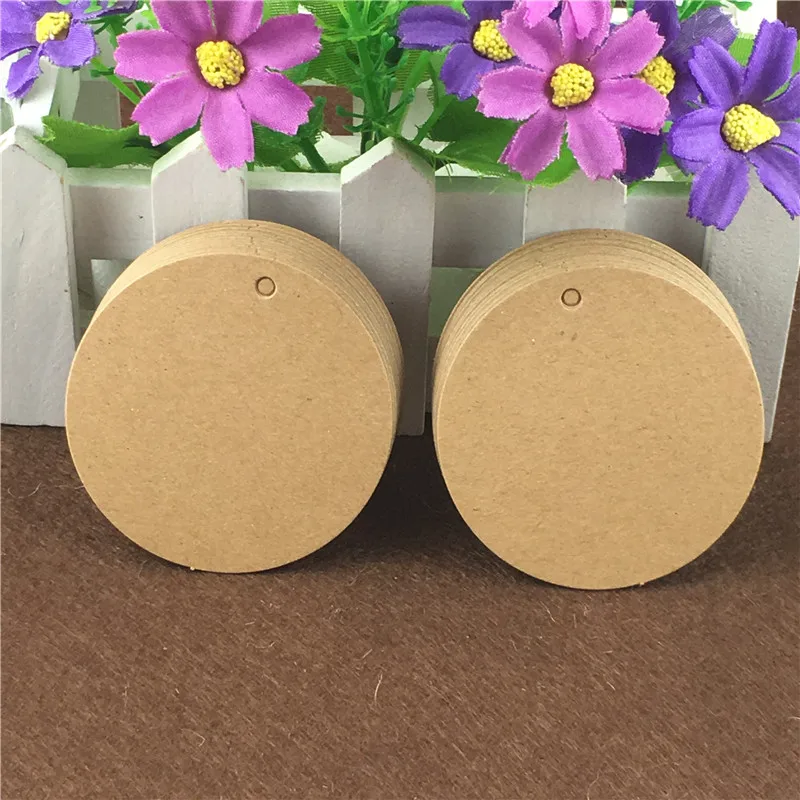 Round Multi Size Blank Brown Hang Tags Paperboard Hemp Strings Normal Handmade Gift Note Price Tags DIY Paper Card 100Pcs/Lot