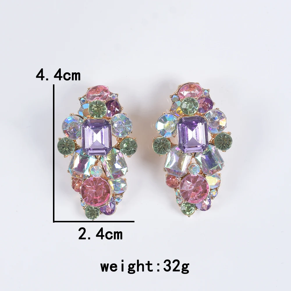 2026 New Mix Pink Purple Crystal Rhinestones Earrings Women Indian Statement Fashion Elegant Earrings Jewelry