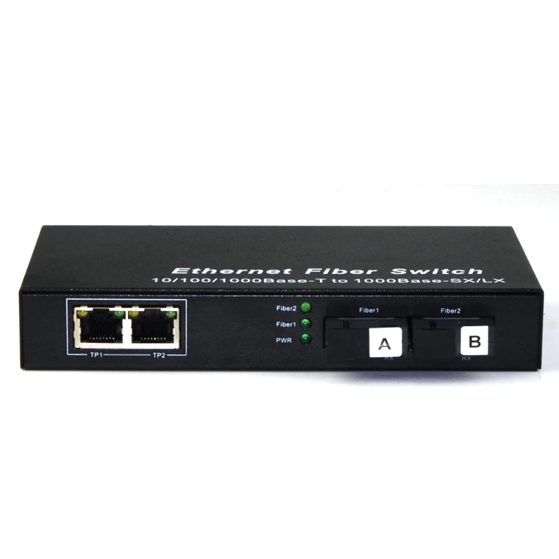 Gigabit Ethernet Media Converter,   2 -port 1000Mbps RJ45 to 2-port 1000M Single-Mode SC Fiber