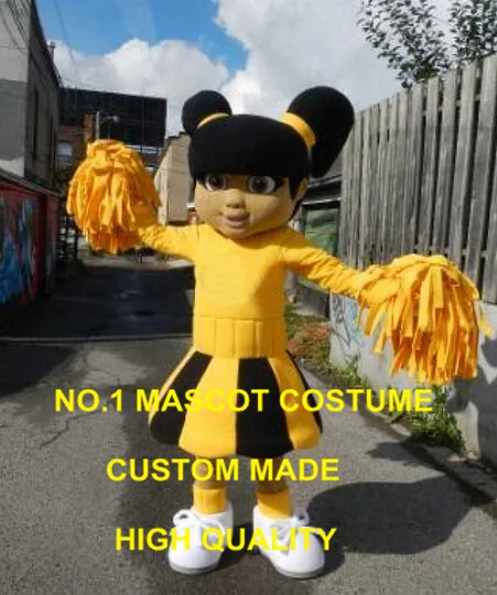 

Yellow Dress Cutie Cheer Leader Mascot Costume custommizable Cartoon little girl Theme Anime Costume Costumes 2422