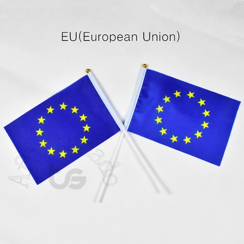 European Union EU 14*21cm 10pieces flag banner Hand waving Flag for meet,Parade,party.Hanging,decoration