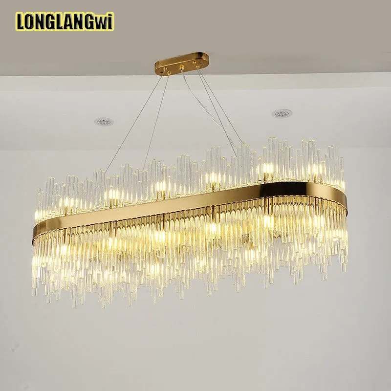 

New design modern Oval chandelier lighting Fixture LED Crystal Light for dinning room living room gold LED Crystal Chandeliers