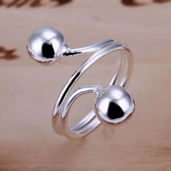 JZR037 Wholesale Retro Elements Elegant Gorgeous Design Silver Color Crystal Women Lady Wedding Jewelry Cute Double Beans Ring