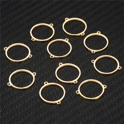20PCS/lot Wholesale Hollow Round Circle Stainless Steel Two Hole Charms For Diy Jewelry DIY Making Pendants Charms