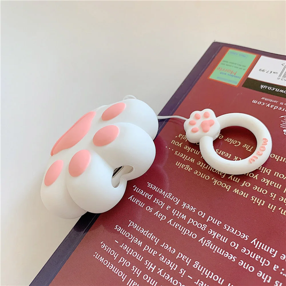 For Airpods Wireless Bluetooth Headset Cute Pink Cat Claw for Aripods 1/2 Generation Universal Love Pink Cat Claw Hanging Ring