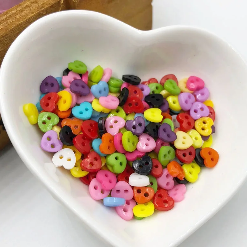 100/200 pcs 6mm Heart Mini Resin Tiny Buttons Craft Sewing Tools Decorative Button Scrapbooking DIY kid's apparel Button PT210