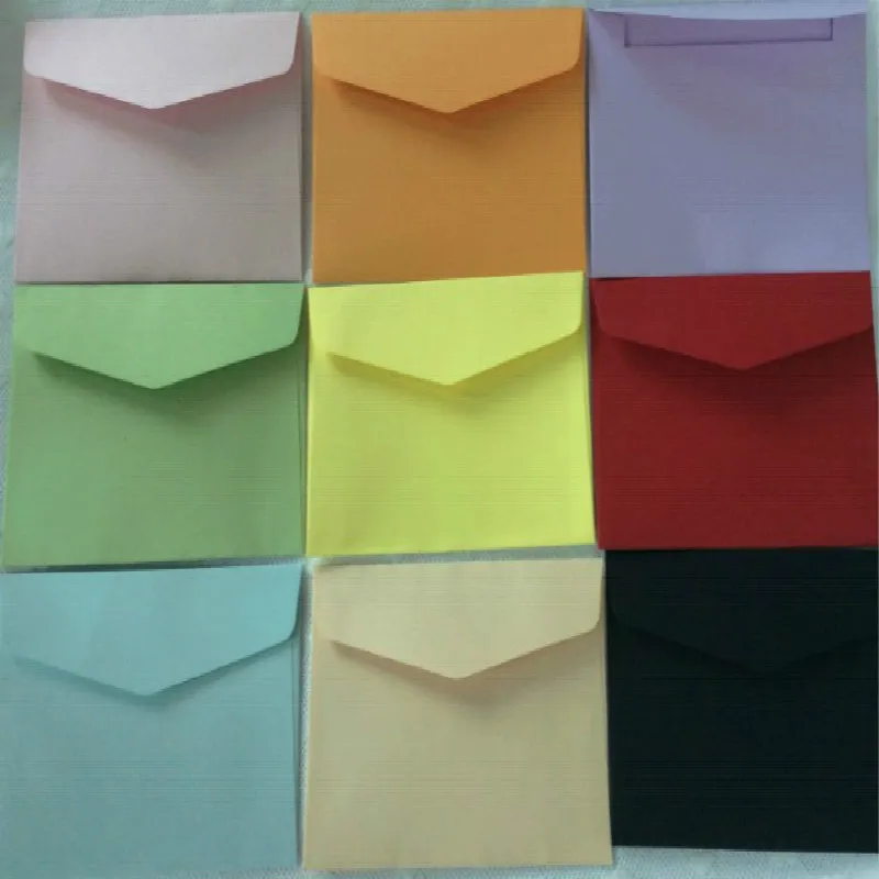 100Pcs/lot 117*82mm Retro Design Small Colored Blank Mini Greeting Cards Wedding Party Invitation Kraft bag sets Envelope