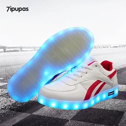 7ipupas-Baskets lumineuses en sergé rouge pour garçons et filles, chaussures unisexes décontractées pour enfants et hommes, 2018