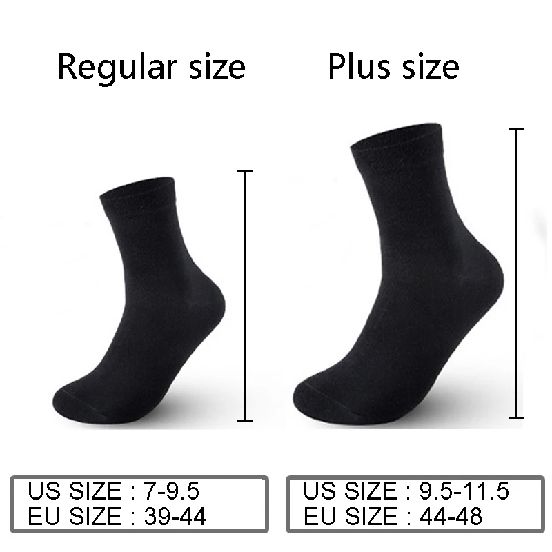 6 Pairs/Lot Plus Size Men\'s Cotton Socks Business Male Deodorant Crew Socks Breathable Male Solid Color US size(7-11.5) EU 39-48