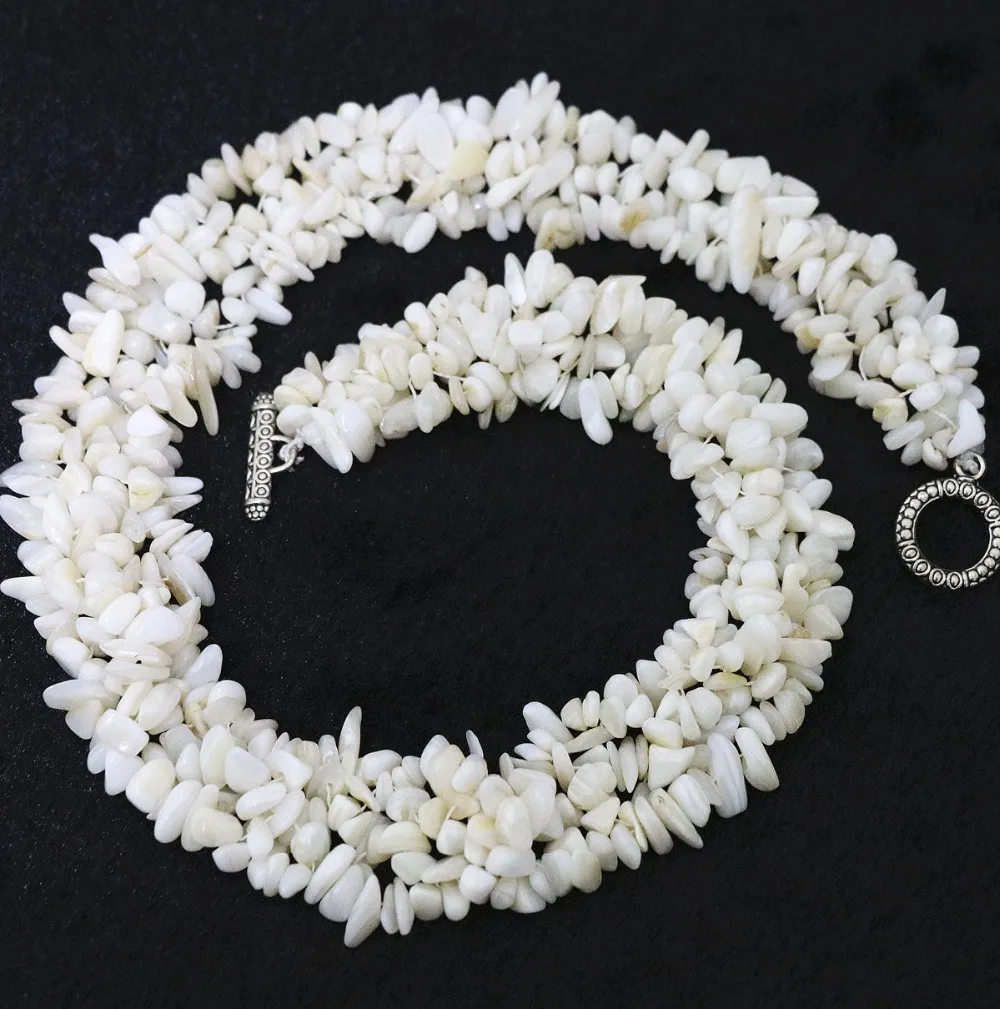 Fashion white shell 9x11mm Irregular gravel beads diy necklace 18