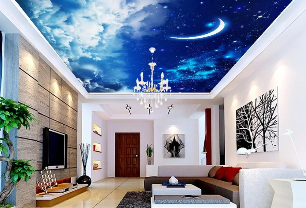 

wallpaper 3d mural ceiling Home Decoration Star Moon cloud ceiling 3d wallpaper modern for living room murals