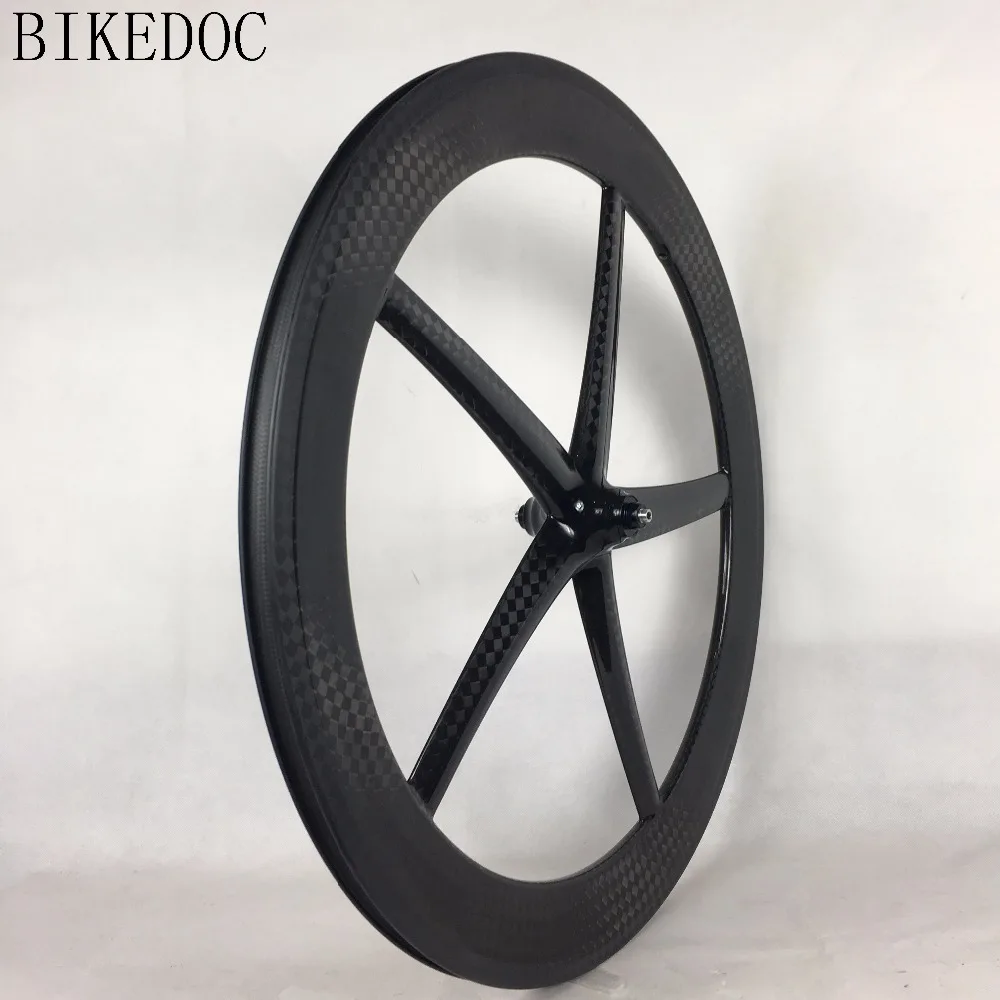 BIKEDOC carbon 5 spoke  wheels fixed gear carbon five wheel 700C tubular/clincher Carbon road 5 Spoke Track Bicycle Wheel